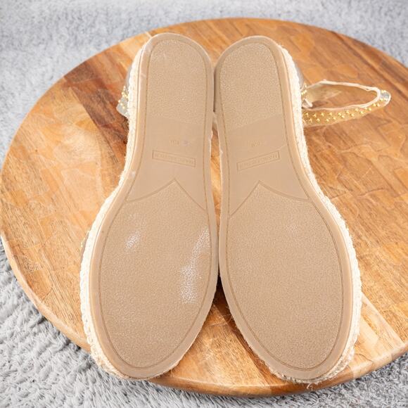 Marc Fisher Women's 8.5 Jarquis Espadrille Leather Sandal Light Gold Ankle Strap - Picture 6 of 6